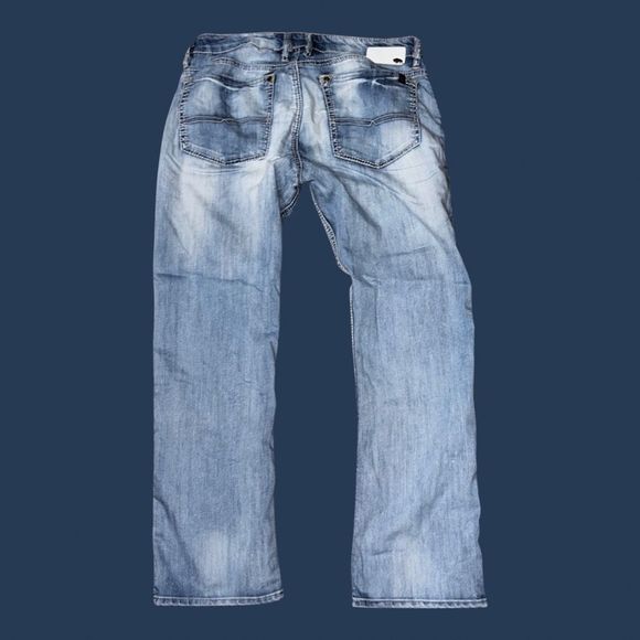 Mens Buffalo Six Distressed Straight Button Fly Jeans Size 36x30 - Picture 3 of 4